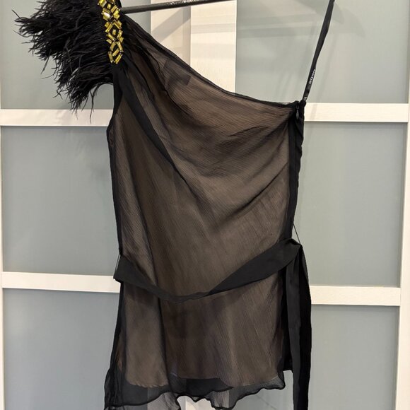 bebe Black and Gold Sheer Top - Picture 3 of 3